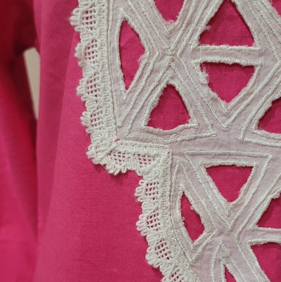 Sabby Anand Pink Tunic Shabby Chic Boho Long Sleeve Top Sz M Lightweight Kurtis - Picture 8 of 10